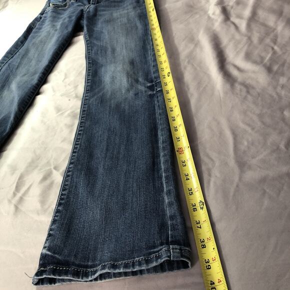 Rock 47 By Wrangler Jeans 28 x 30 Women Boot Cut Studded Pockets Low Rise Blue - Picture 7 of 14